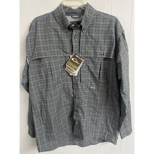 NWT Drake Magnattach Featherlite Wingshooters Vented Fishing Shirt S‎ Gray Plaid